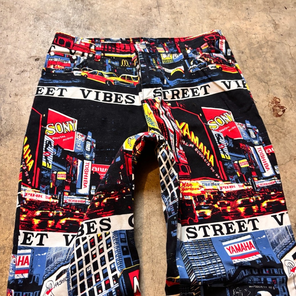 1980s Rare Street Vibes Times Square NYC Graphic Pants Vintage 28 - Picture 3 of 7